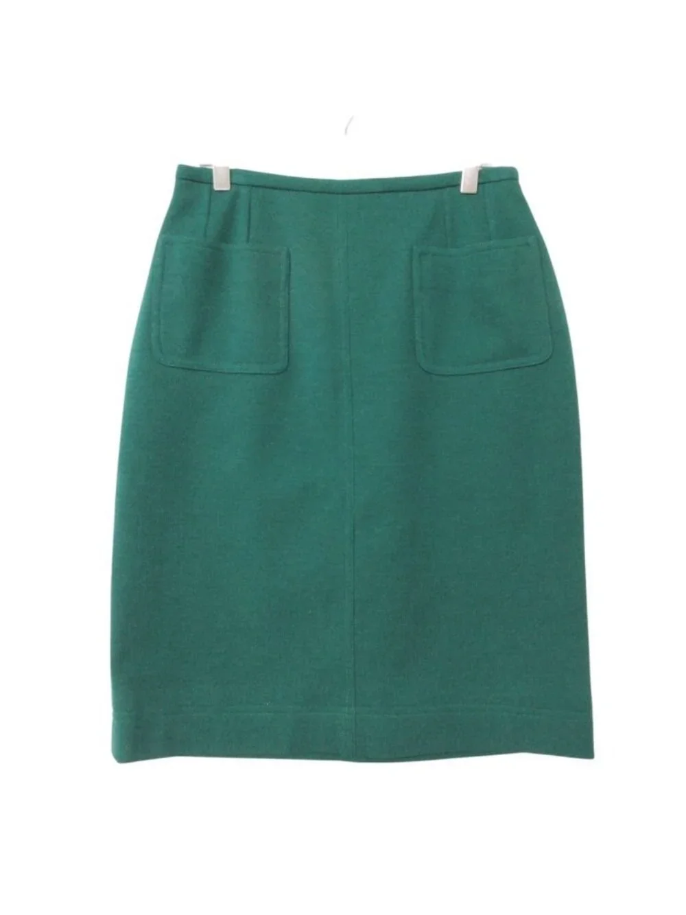 Chanel Skirt Vintage Wool Knit Tight Knee Length Green